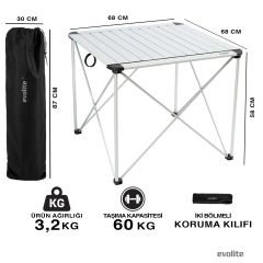Evolite Discovery Büyük Boy Alüminyum Kamp ve Piknik Masası