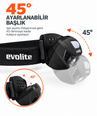 Evolite Shine 150 lm. Kafa Lambası - Siyah